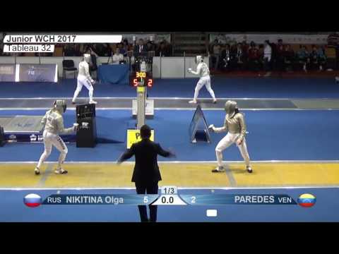 FE W S Individual Juniors Plovdiv BUL World Championships 2017 T32 14 yellow NIKITINA RUS vs PAREDES