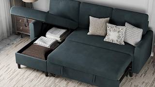 ๐ Reversible Sectional Sofa Bed | Walsunny Blue L-Shaped Sleeper Couch
