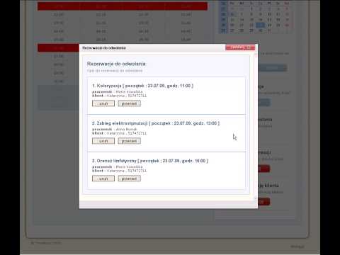 Zapisy24.pl,Salon Kosmetyczny, Recepcja, podgląd rezerwacji do odwołania