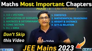 Most Important Chapters of Math for Jee mains 2023|Sachin sir physicswallah