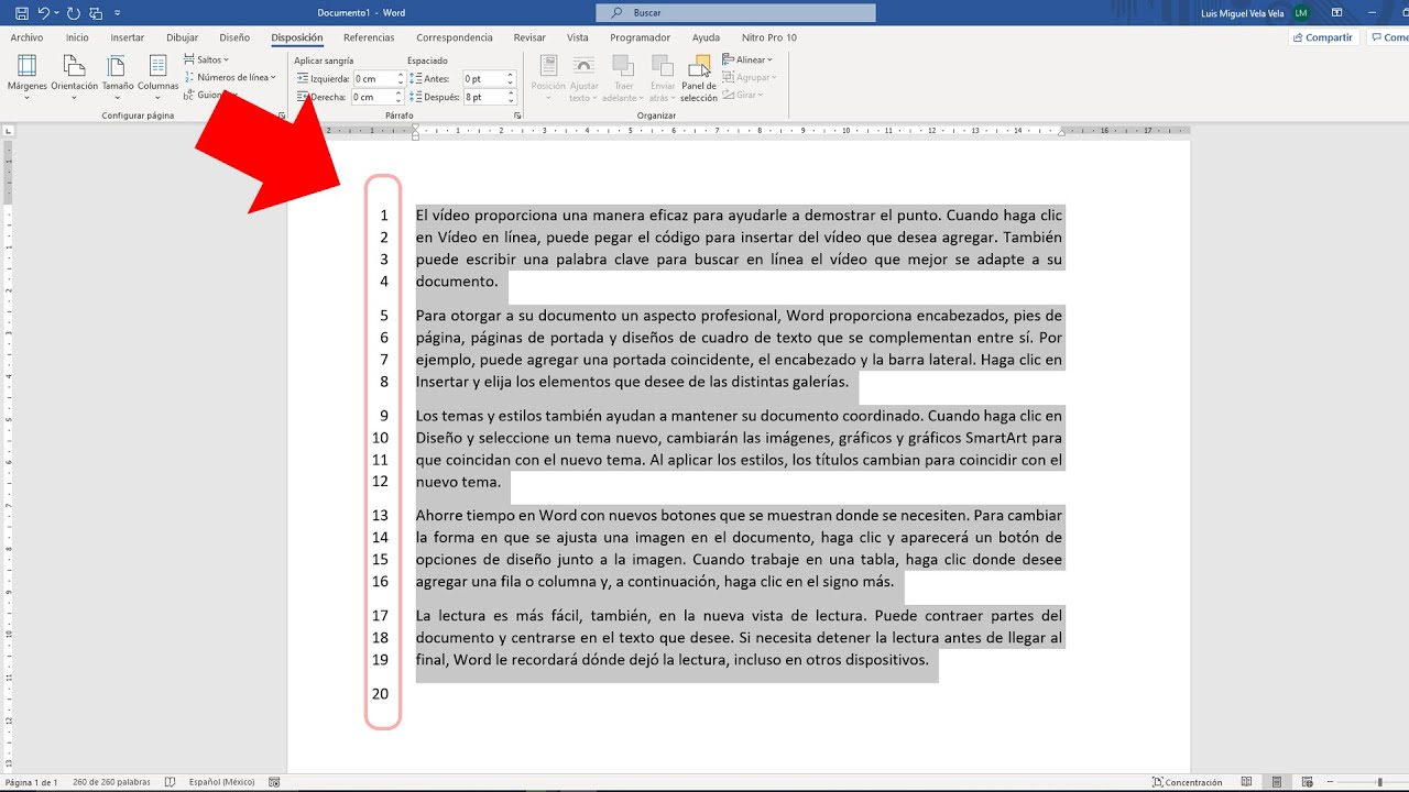 ¿Cuál es la función de los números de línea en Word? LIB Answers