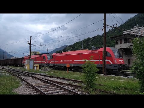 Electric freight train at Jesenice, Slovenia
