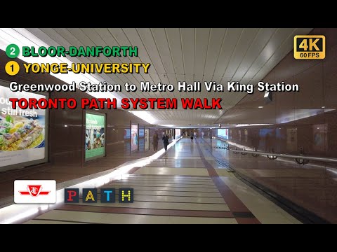 Caminhada TTC POV: Estação Greenwood até Metro Hall Via King Station (Toronto PATH Walk) [4K 60FPS]