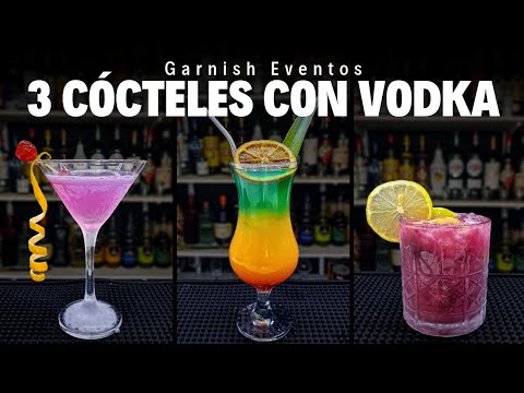 Tres cócteles con Vodka 🌾 Tutorial Bartender #GarnishEventos