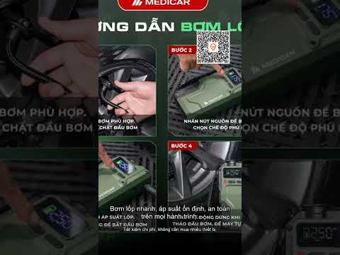 BƠM LỐP KÍCH BÌNH Ô TÔ V3 PRO 20.000mAh 4in1 Medicar - Tích hợp sạc dự phòng &amp; đèn chiếu sáng m…
