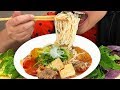 ASMR BUN RIEU NOODLES Eating Sounds Homemade Crab Pork Meatballs ASMR Phan