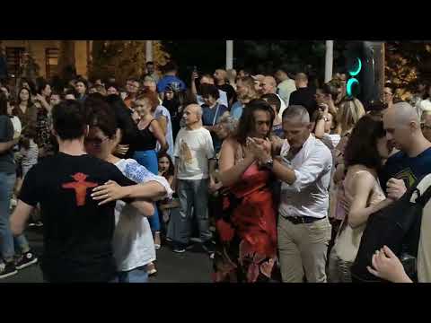 Tango dancing on the streets of Bucharest