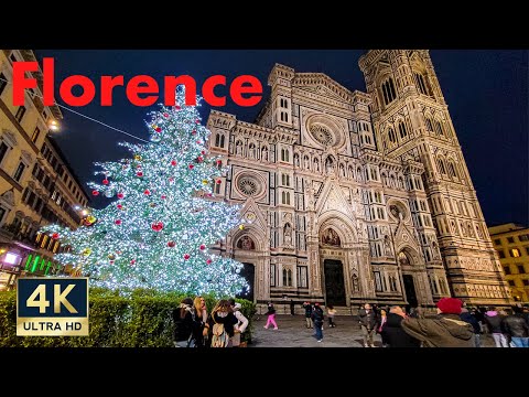 Florence Christmas Market 2022 🇮🇹 4K Italy Evening Walking Tour