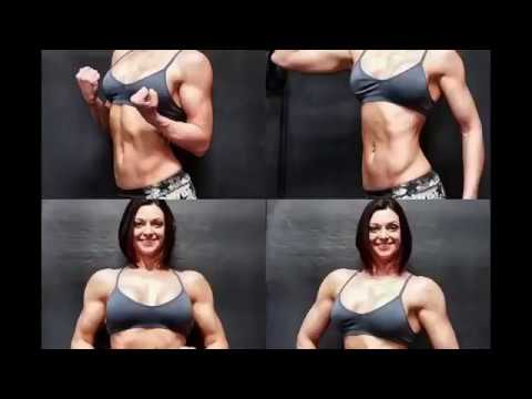 Sarah Varno flexing muscles and working out  Female Bodybuilder IFFB PRO Posing Biceps