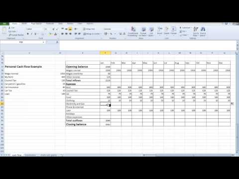 Spreadsheet Personal Cash Flow for students