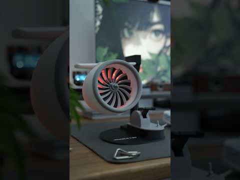 JETFAN fan, equipped with a humidifying spray and red light tail flame.#turbofan #airplanes #desktop