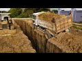 OMG! Action Dump Truck 5T Deep Stuck One Side Wheel - Solo Driver Calls Teamwork Recovery!