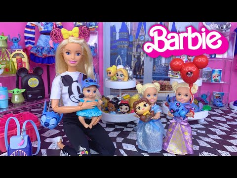 Barbie & Ken Doll Family Vacation - Disney Store Shopping and Park Routine