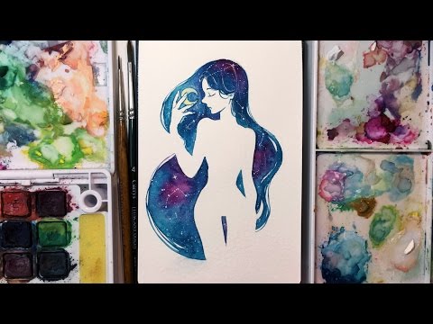 Watercolor + Gouache Speed painting Timelapse - Galaxy Queen