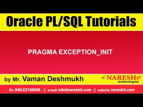 Oracle PL/SQL Tutorials | PRAGMA EXCEPTION_INIT | Mr.Vaman Deshmukh