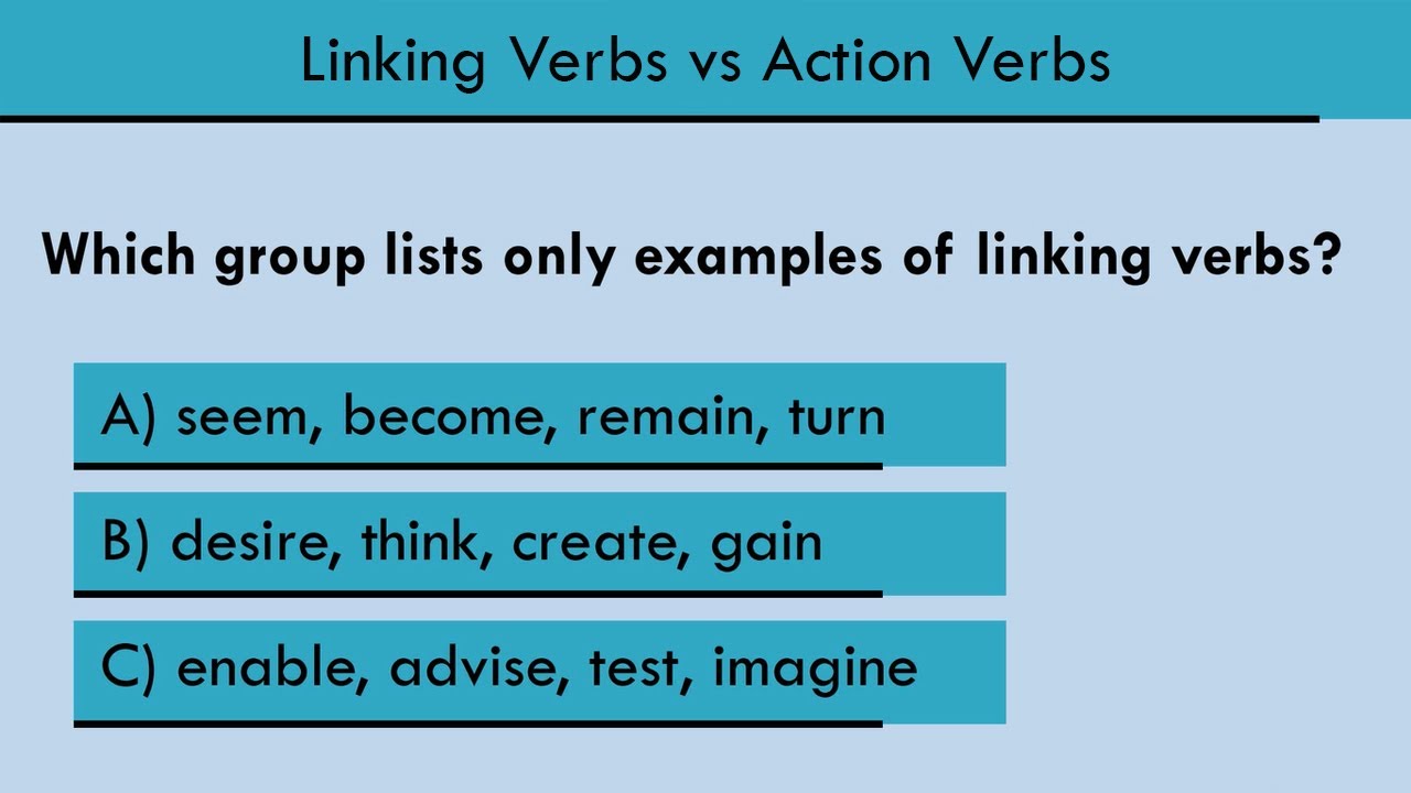 Linking Verbs Vs Action Verbs