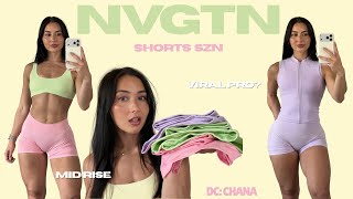 NVGTN x Shorts Szn *HONEST* TRY ON REVIEW | pro shorts, mid rise contour + new items | code CHANA