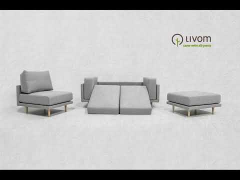 Modulares Sofa Donna Grau - Silber - Massivholz - Textil - 156 x 88 x 247 cm