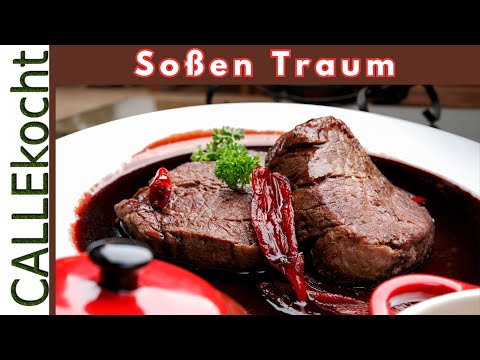 Diese dunkle Soße macht jedes Essen zum Highlight! Rezept Rotwein-Jus.