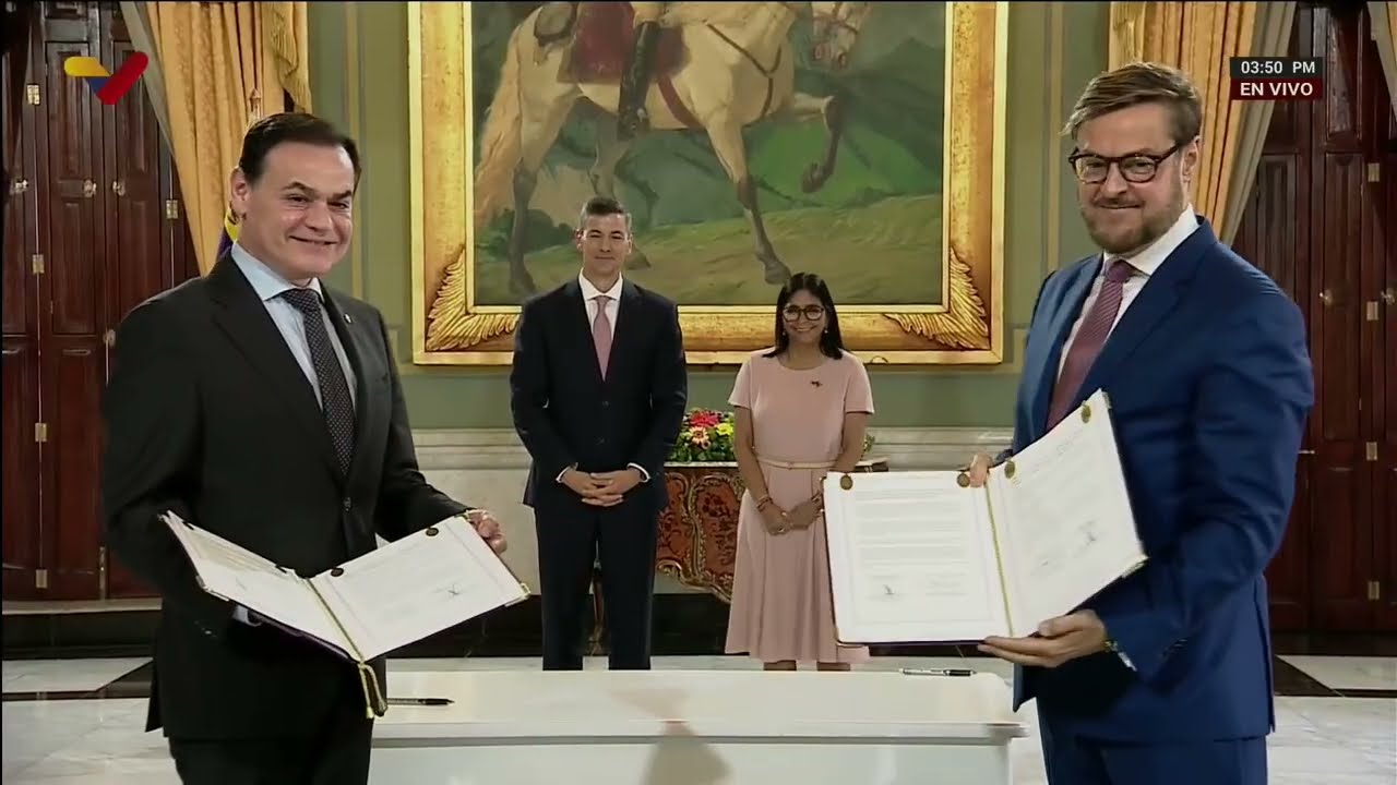Delcy Rodríguez recibe en Miraflores a Santiago Peña, Presidente de Paraguay, 19 septiembre 2026