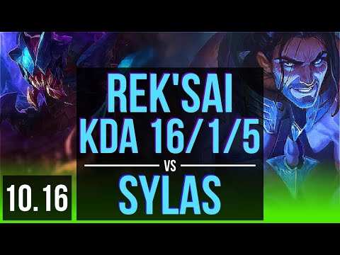 REK'SAI vs SYLAS (JUNGLE) | KDA 16/1/5, 1.3M mastery points, Legendary | EUW Master | v10.16