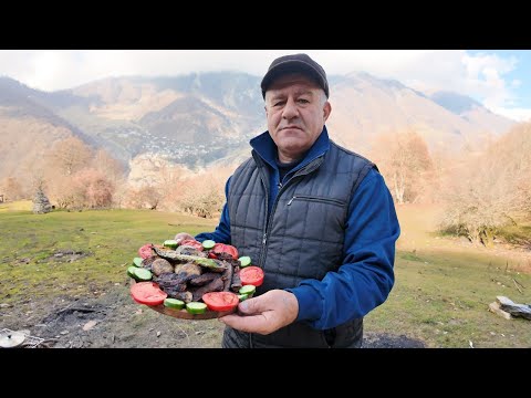 Steak on Hot Stone with Pomegranate & Egg | Outdoor Cooking