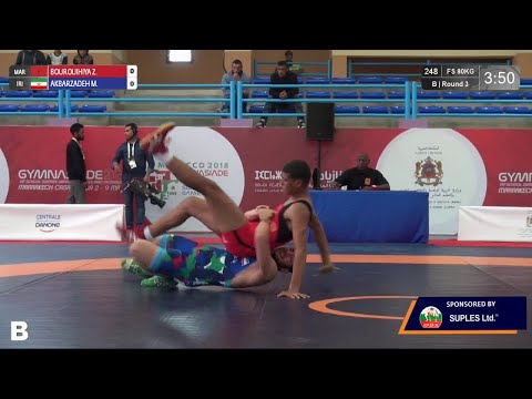 Round 3 FS - 80 kg: Z. BOUROUIHIYA (MAR) v. M. AKBARZADEH (IRI)
