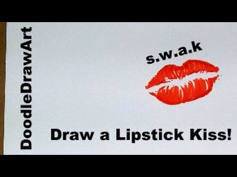 Drawing: How To Draw a Lipstick Kiss SWAK. - Step by...