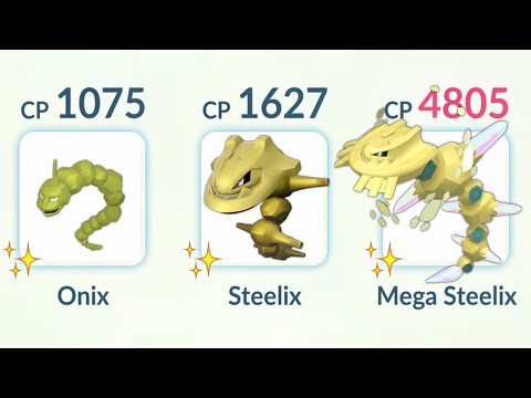Shiny (Onix, Steelix, Mega Steelix) Family in Pokemon Go Battle League.