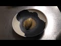 Amazing roasted walnut butter dessert at 1 Michelin star restaurant Ikoyi in London, UK