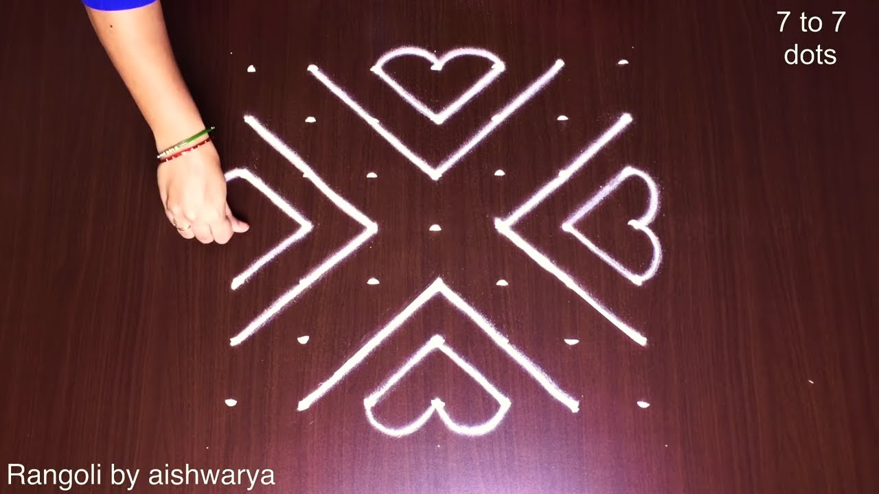 Dotted rangoli deisgn for valentines day by aishwarya
