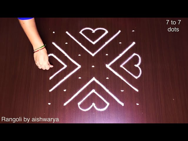 Dotted rangoli deisgn for valentines day by aishwarya