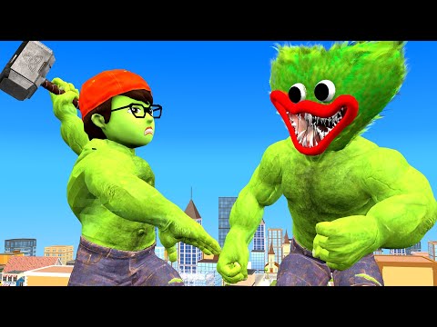Scary Stranger 3D - NickHulk vs Giant HUGGY WUGGY - NickJoker Troll Miss T and 3 neighbor Animation