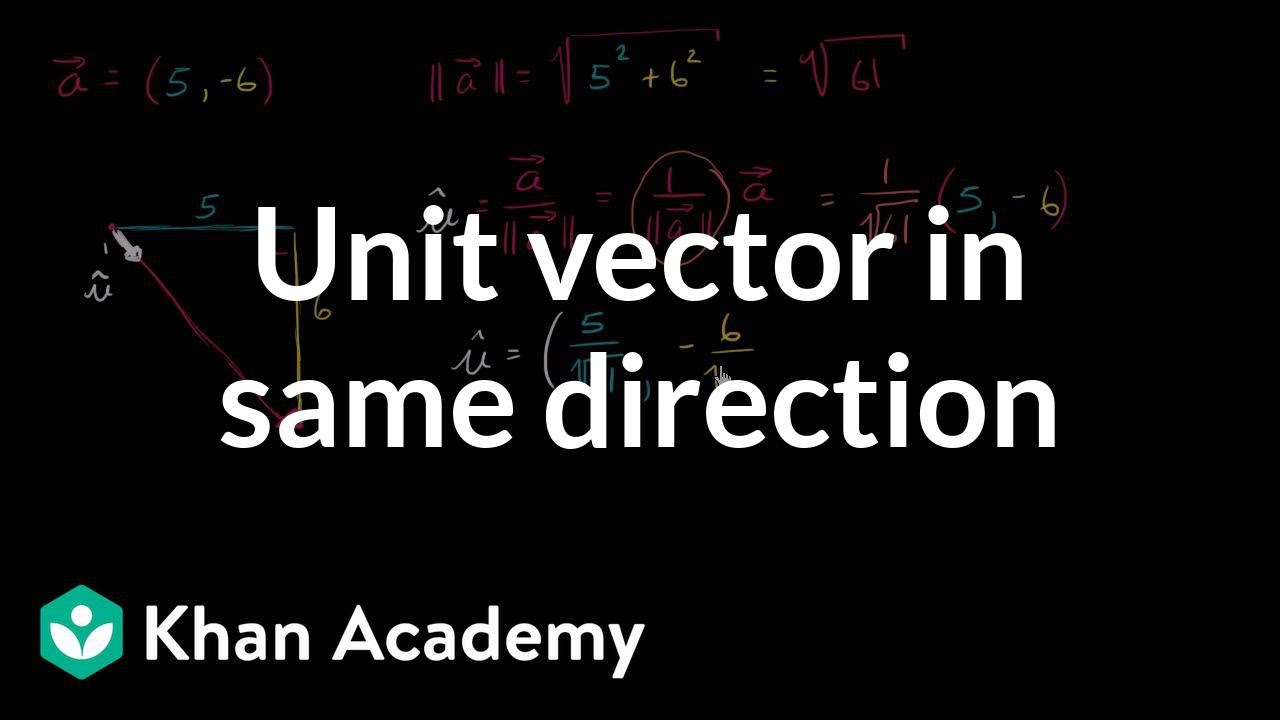 Unit vector in same direction | Vectors | Precalculus | Khan Academy