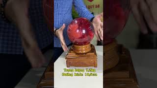 Quả Cầu Phong Thủy Màu Đỏ Thủy Tinh Obsidian Đế Đèn Xoay 7.2kg-18.5cm