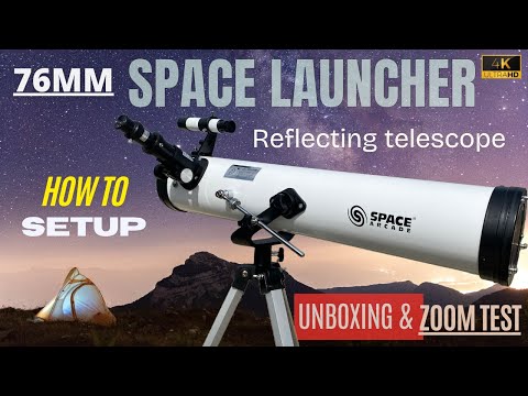 Space Arcade SpaceLAUNCHER 76mm Astronomical Reflector Telescope | UNBOXING, HOW TO SETUP, Zoom TEST