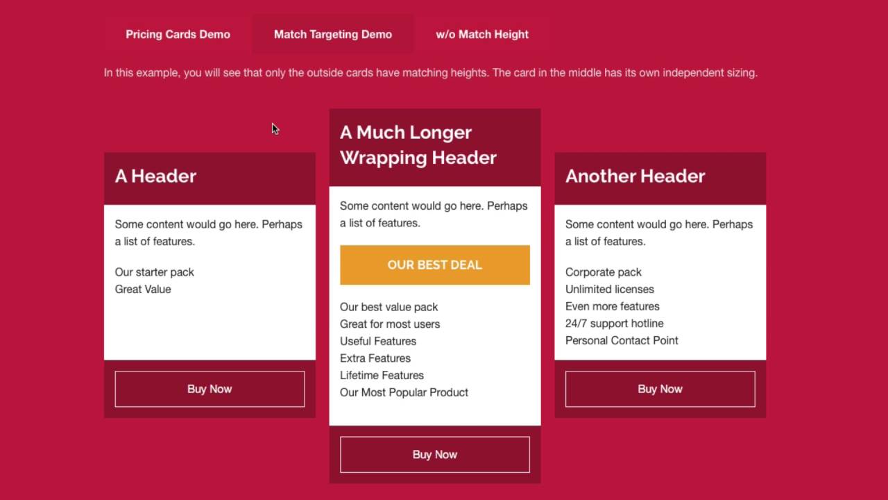 MatchHeight Advanced Setup for RapidWeaver