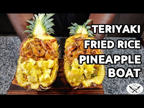 TERIYAKI CHICKEN & SHRIMP FRIED RICE PINEAPPLE BOATS
