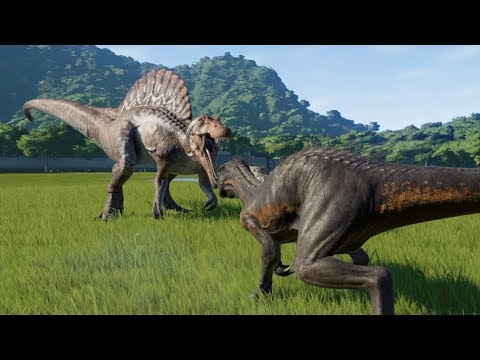 Spinosaurus(Modified) VS T-Rex, I-Raptor, I-Rex, Carnotaurus and Allosaurus - JWE