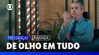 Sempre de olho em tudo, Rivaldo vai receber a família da mulher em casa | Três Graças | TV Globo