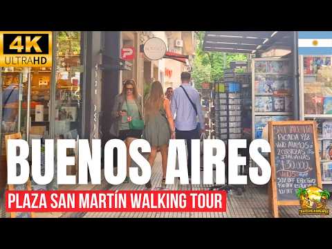 Buenos Aires Walking Tour 🇦🇷 Plaza San Martín 4K