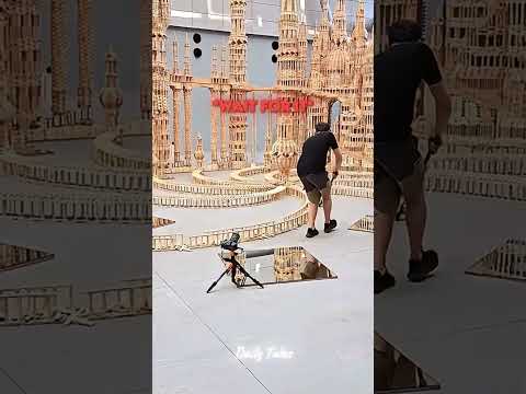 Satisfying Domino Tower Knock Down 🗼