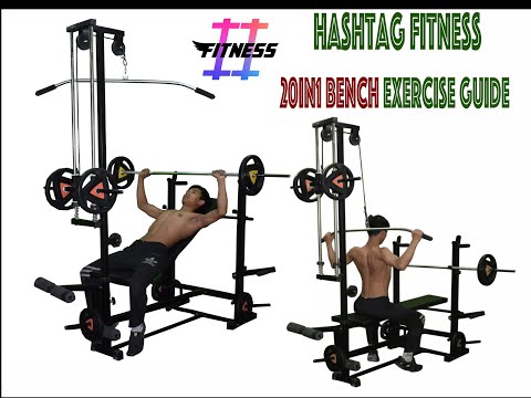 Hashtag fitness 20in1 gym bench exercise guide-Exclusive on Amazon