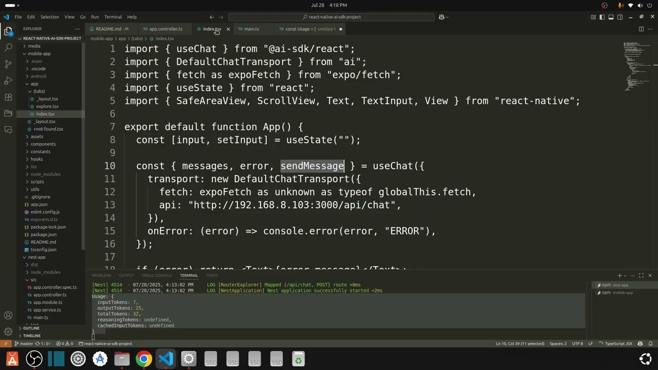 React Native AI SDK Project 🤖
