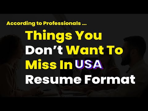 CV Format For United States | Standard USA Resume Format | US Resume Format | USA CV Format