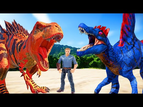 Tyrannosaurus rex max LV 40 vs Spinosaurus, spiderman indominus rex,jurassic world evolution 2