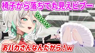 椅子の上でぐるぐる回転して遊んでたら、バランスを崩して丸見えなビブー【ホロライブ切り抜き/古石ビジュー/セシリア・イマーグリーン】