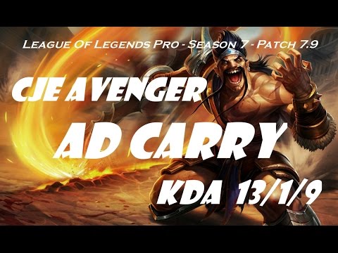 AD Carry - CJE Avenger as Draven vs Caitlyn Patch 7.9 - League Of Legends Pro Ranked Challenge