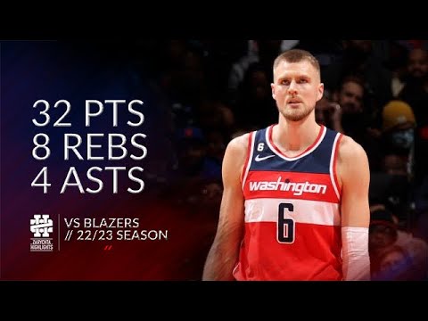 Kristaps Porzingis 32 pts 8 rebs 4 asts vs Blazers 22/23 season