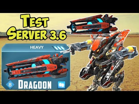 War Robots Test Server 3.6 NEW Weapon Dragoon Gameplay & Robots Strider, Spectre